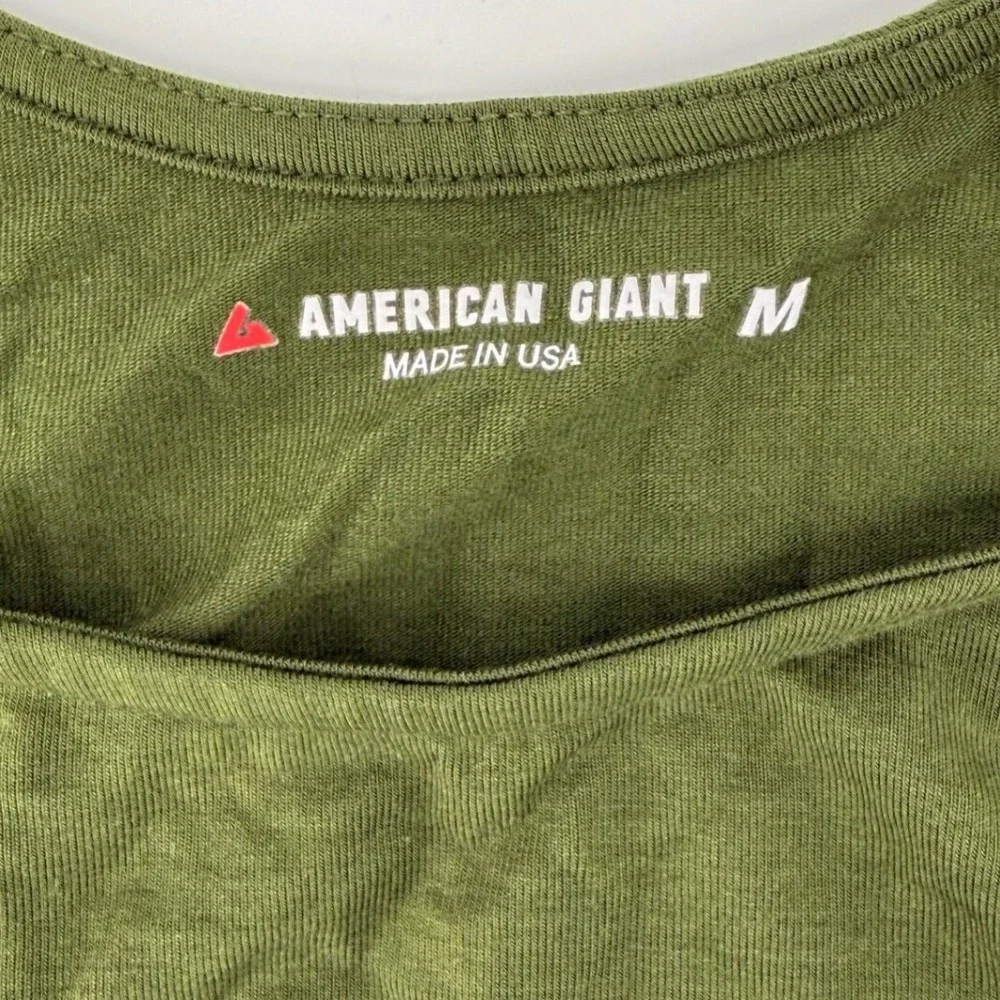 American Giant Olive Green Flex Fit & Flare Midi Dress Womens Size M USA Made - Picture 5 of 12